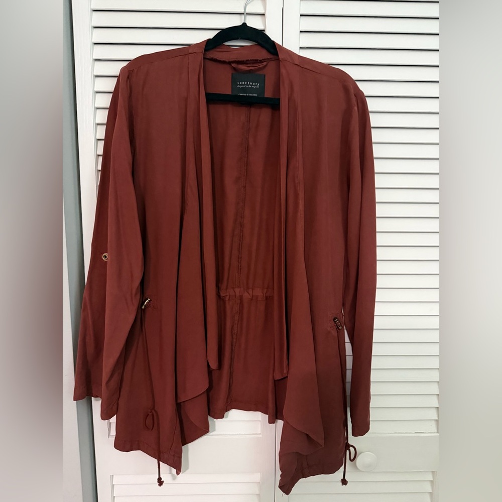 Sanctuary Women’s Rust Open-Front Draped Jacket